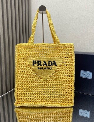 프라다 로고 크로셰 토트백