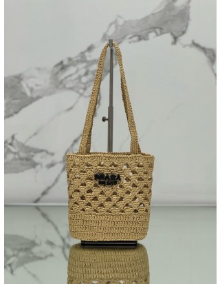 프라다 토트백 라피아 크로셰 내츄럴