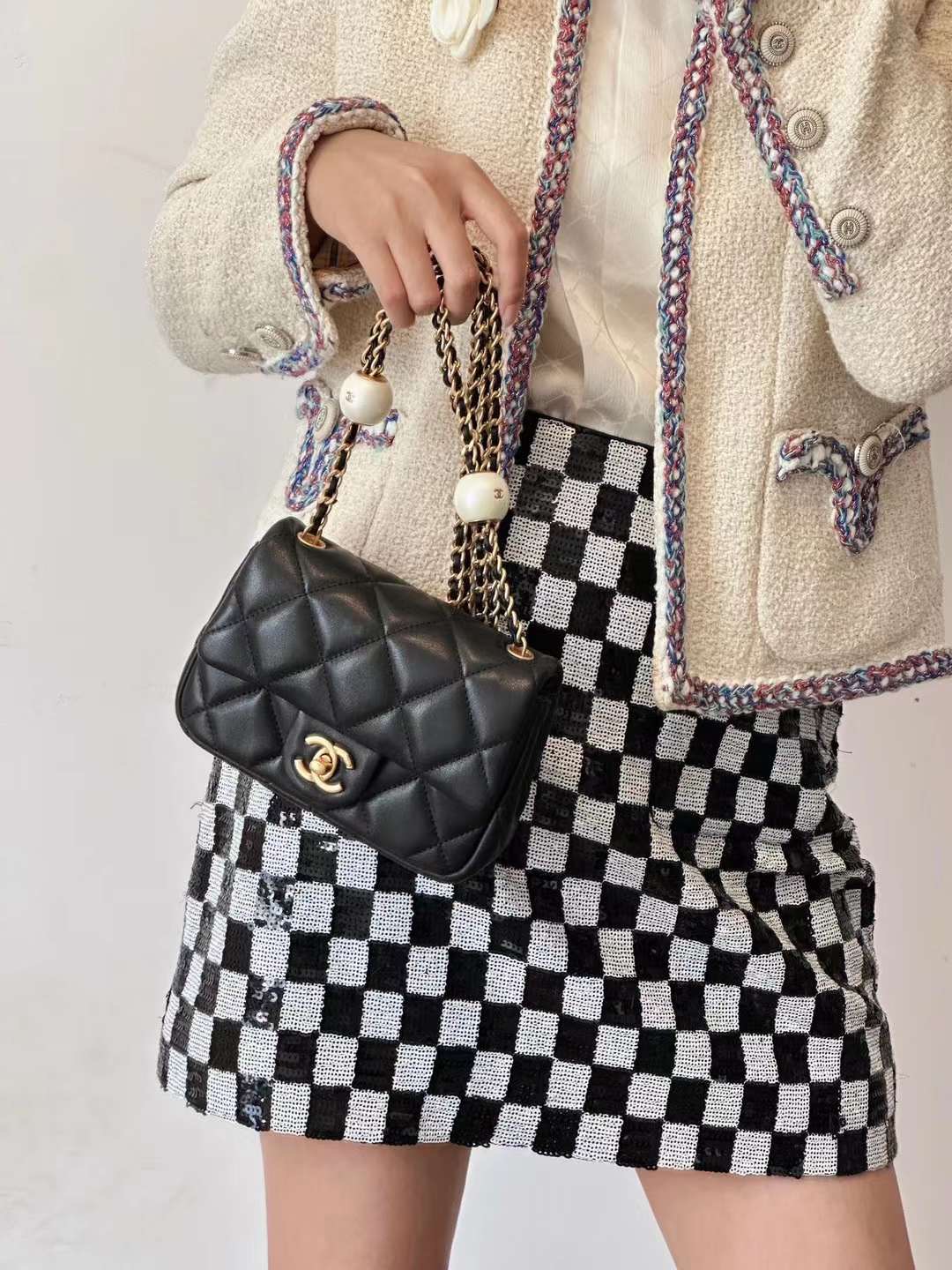 24ss 샤넬 진주볼 플랩백 미니