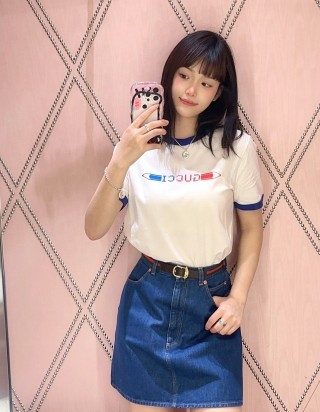 구찌 프린트 코튼 저지 티셔츠