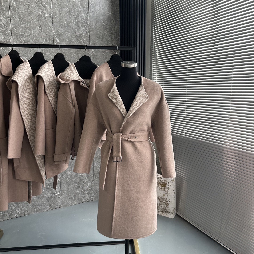 디올 오블리크 벨트 코트 브라운