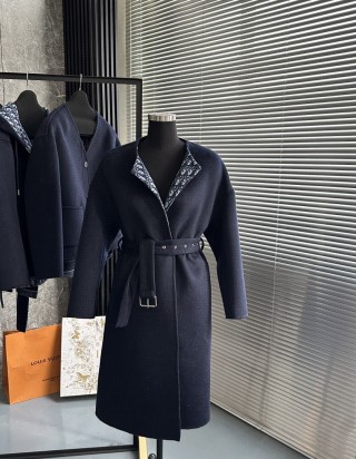 디올 오블리크 벨트 코트 네이비 블루