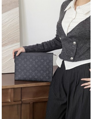 루이비통 포쉐트 보야주 MM 모노그램 이클립스 캔버스 클러치