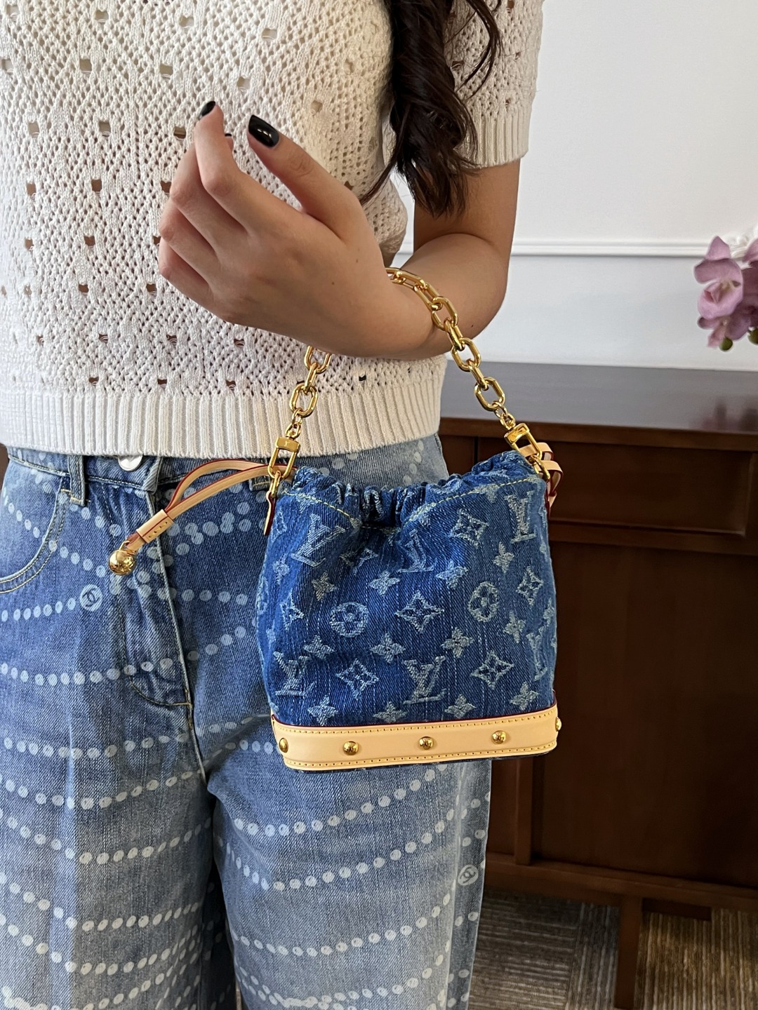 루이비통 모노그램 데님 나노 노에