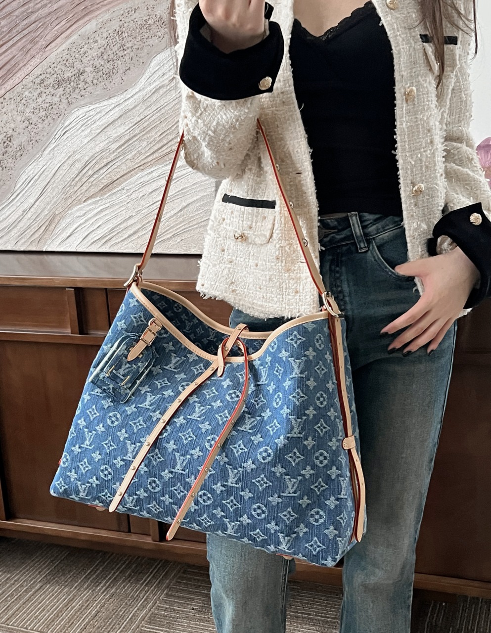 루이비통 모노그램 데님 캐리올 MM
