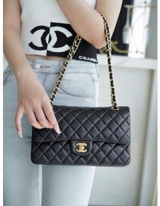 샤넬 클래식 미디움 플랩백 블랙금장