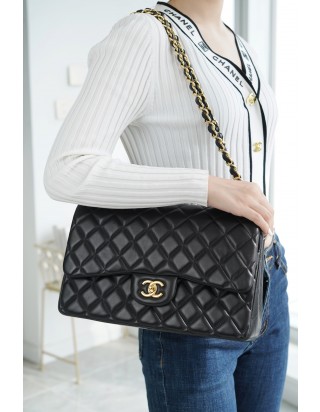 샤넬 클래식 라지 플랩백 블랙금장
