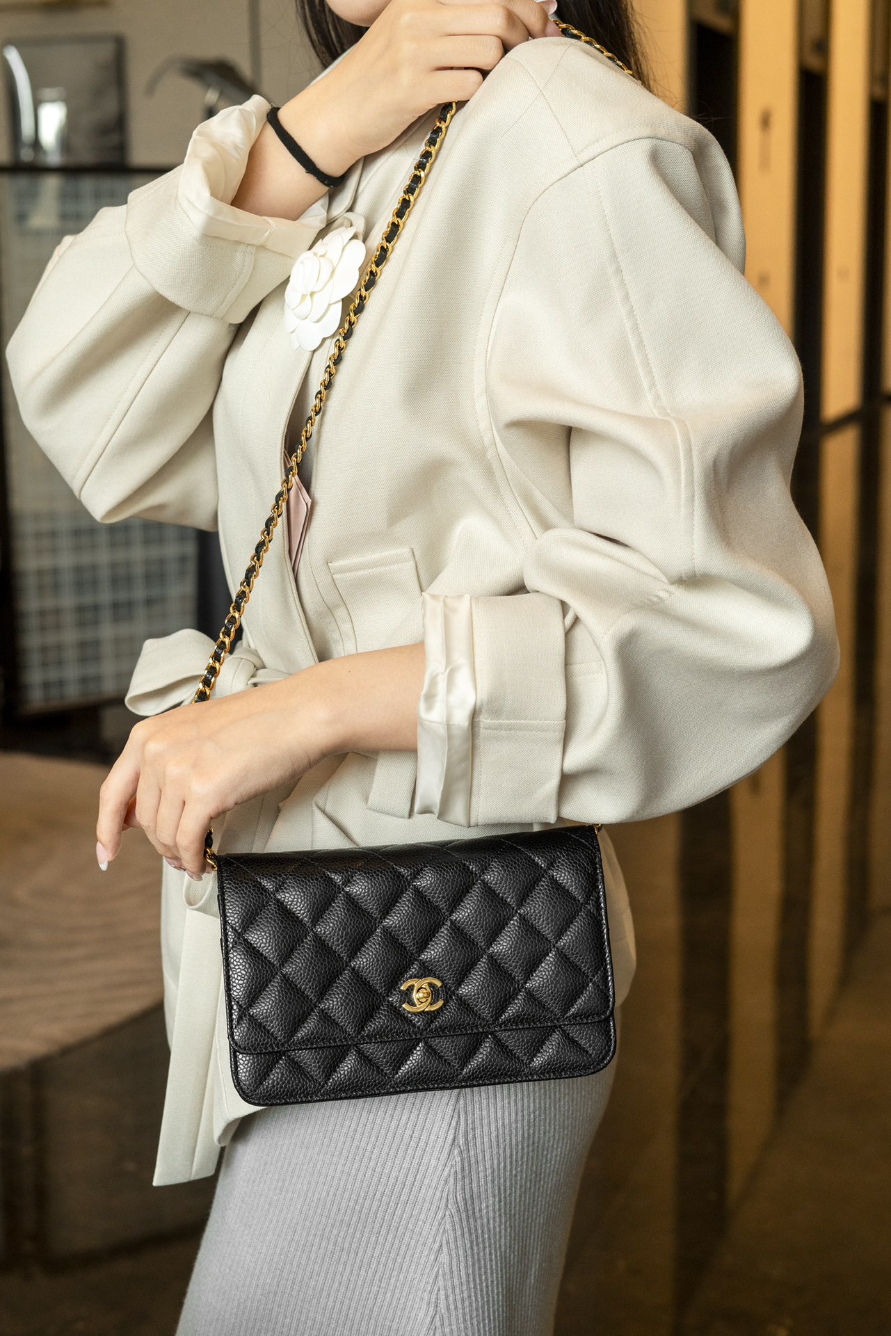 샤넬 24K 클래식 WOC 금장