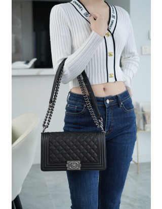 샤넬 르 보이 백 미디움 은장