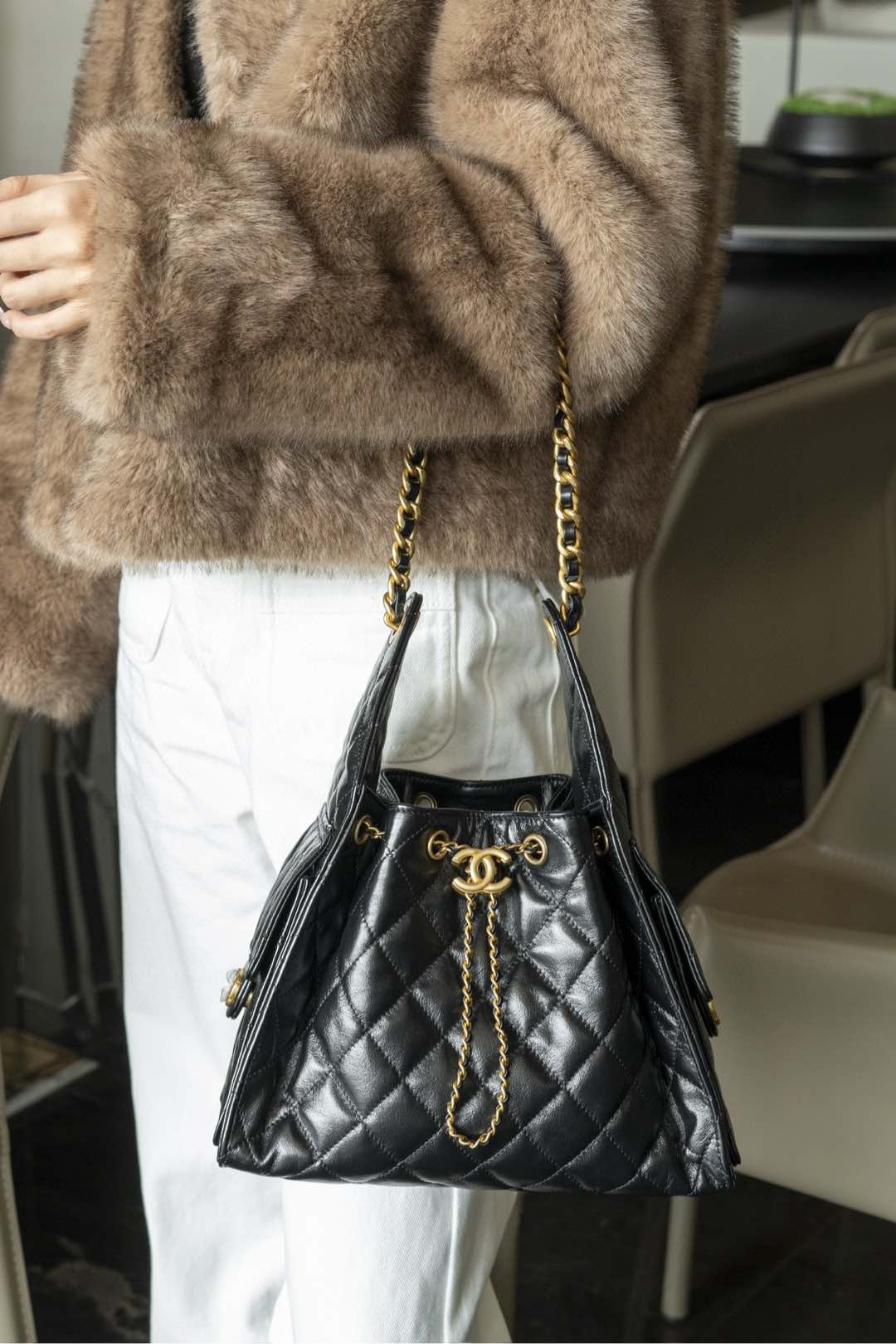 샤넬 25C 스몰 백 블랙 금장