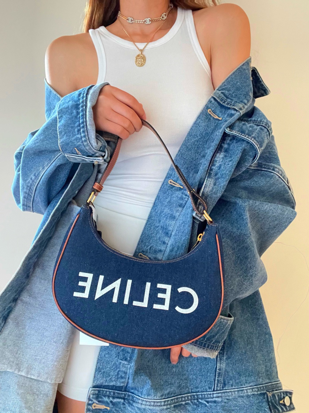 셀린느 아바 백 데님