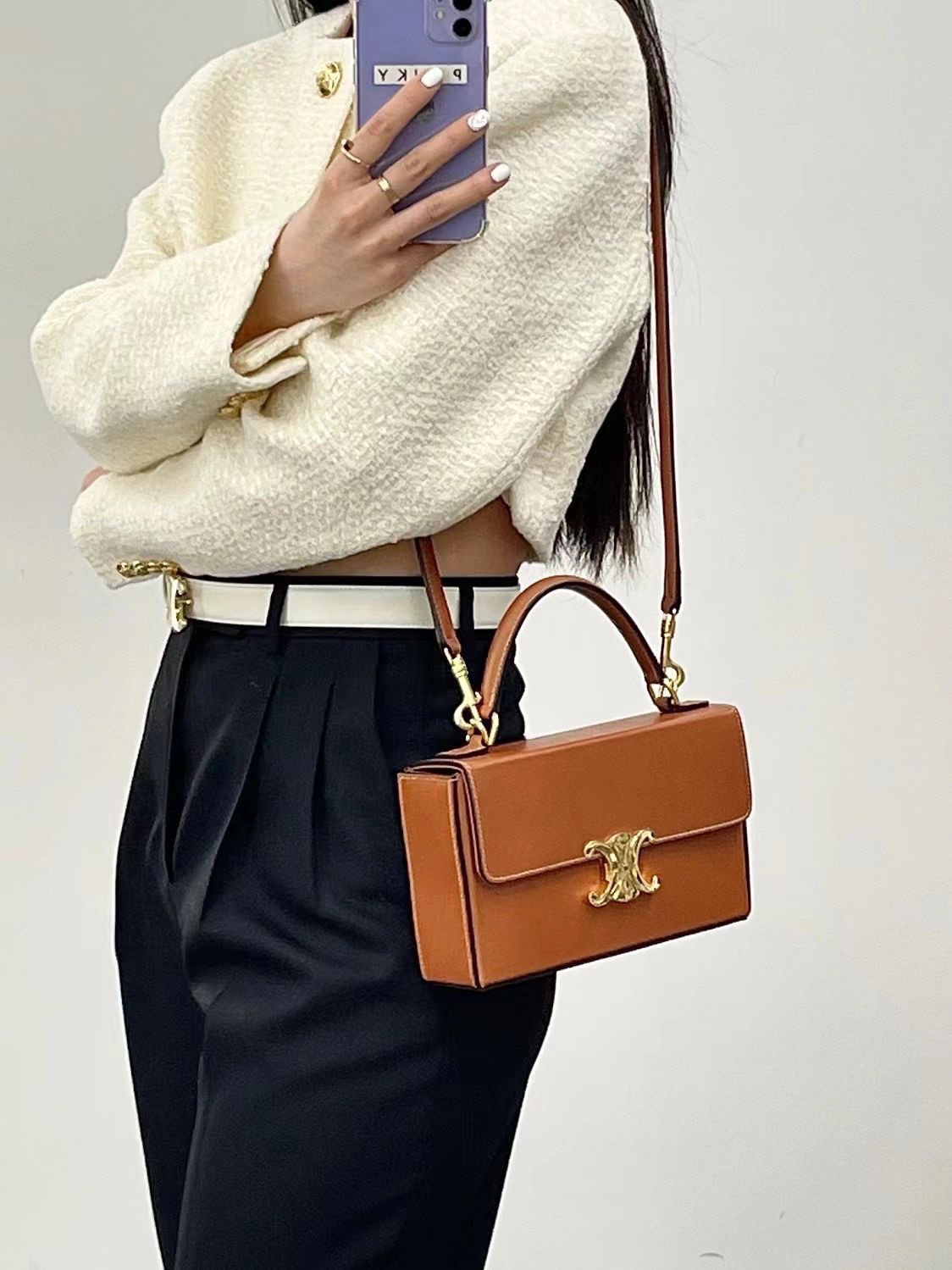 셀린느 박스 트리오페 탑 핸들백