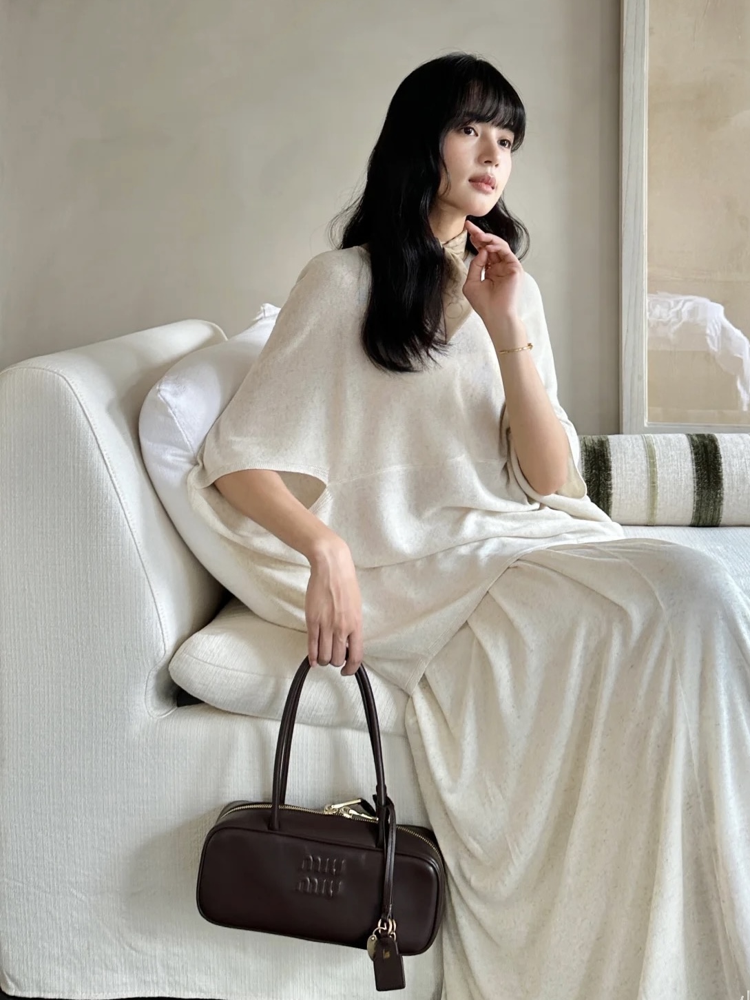 미우미우 보우 레더 백