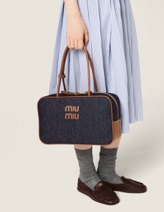 미우미우 보 데님 백 라지