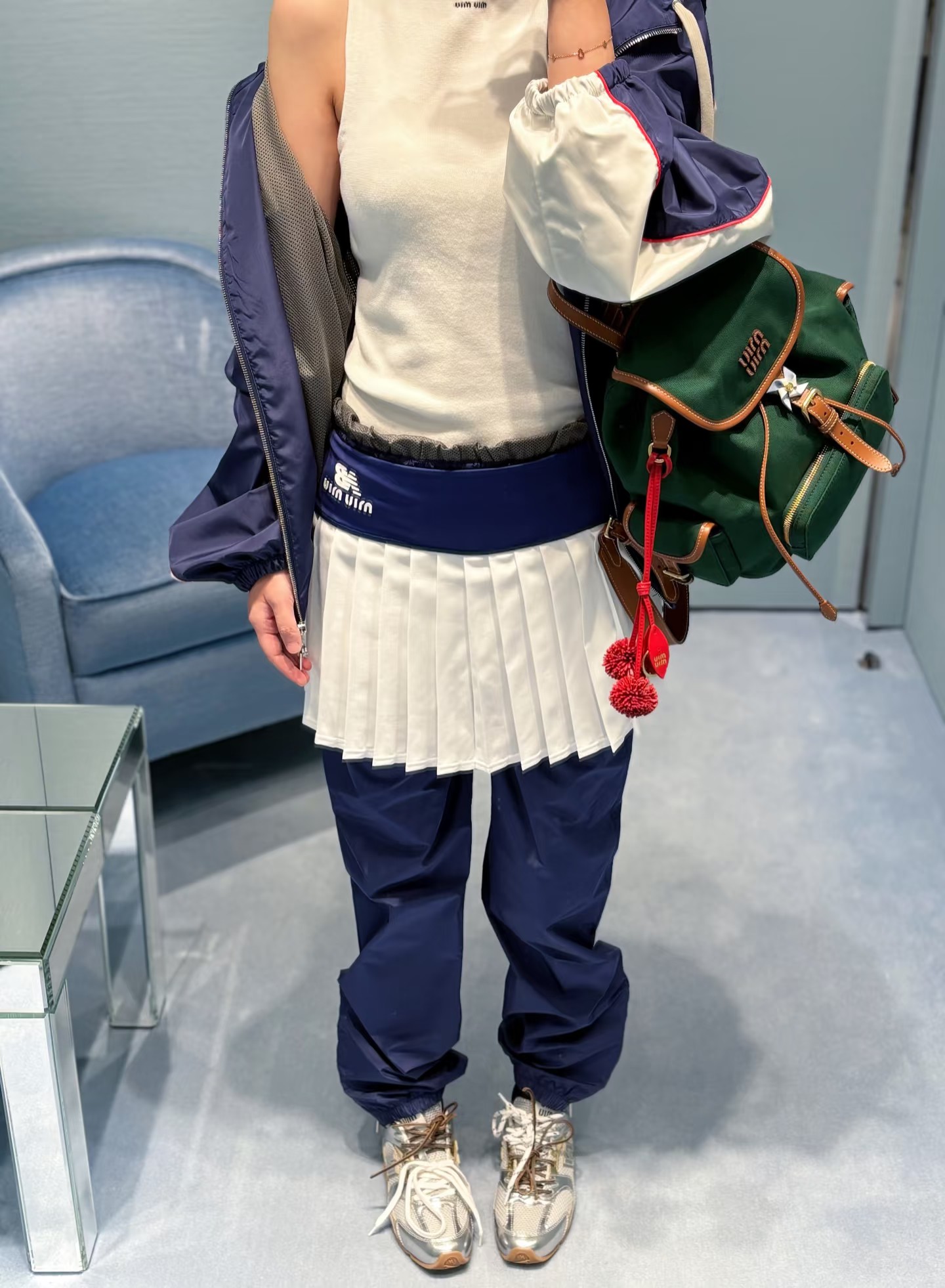 미우미우 캔버스 가죽 백팩 스몰