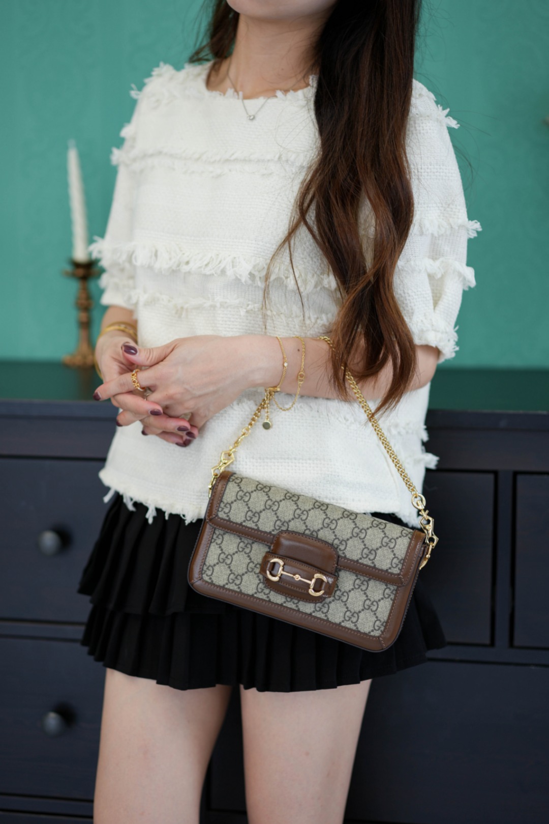 구찌 홀스빗 1955 탑 핸들 백 미니