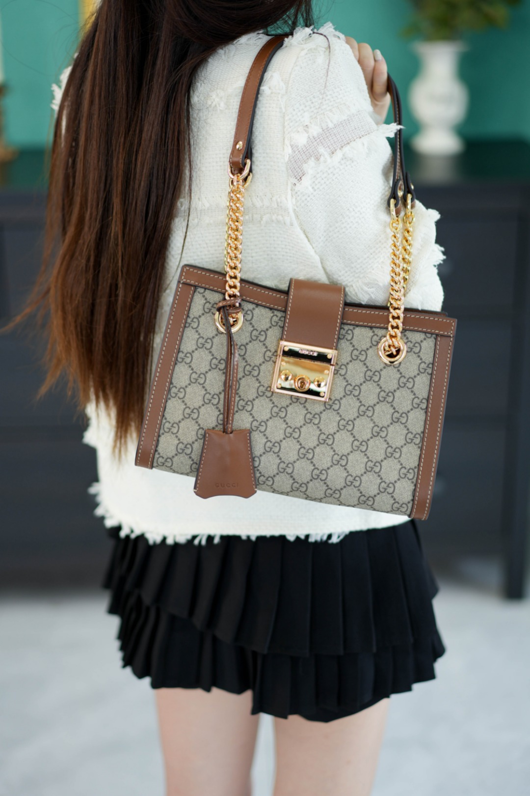 구찌 패드락 스몰 GG 캔버스 숄더 백