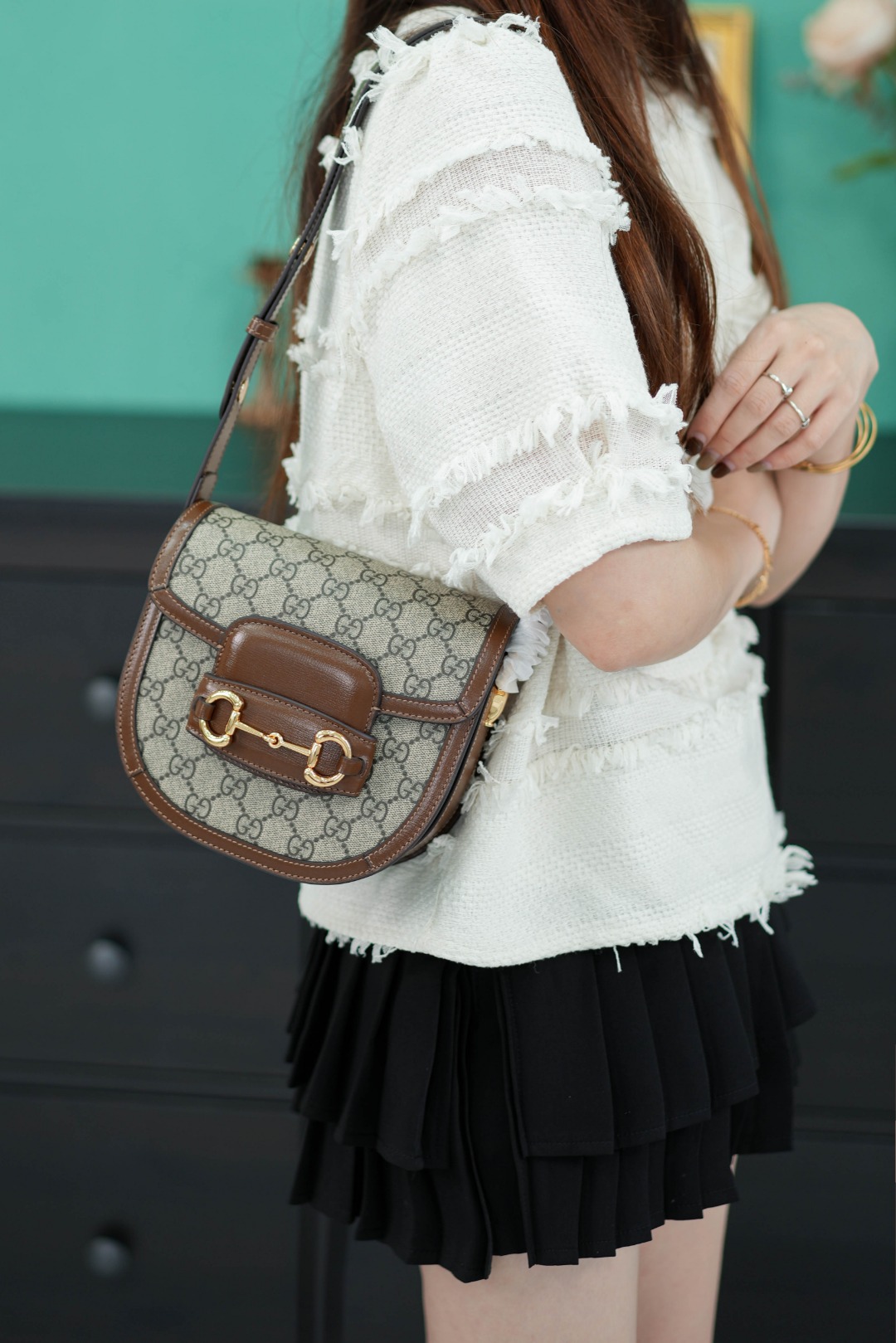 구찌 1955 홀스빗 미니 라운드 숄더백