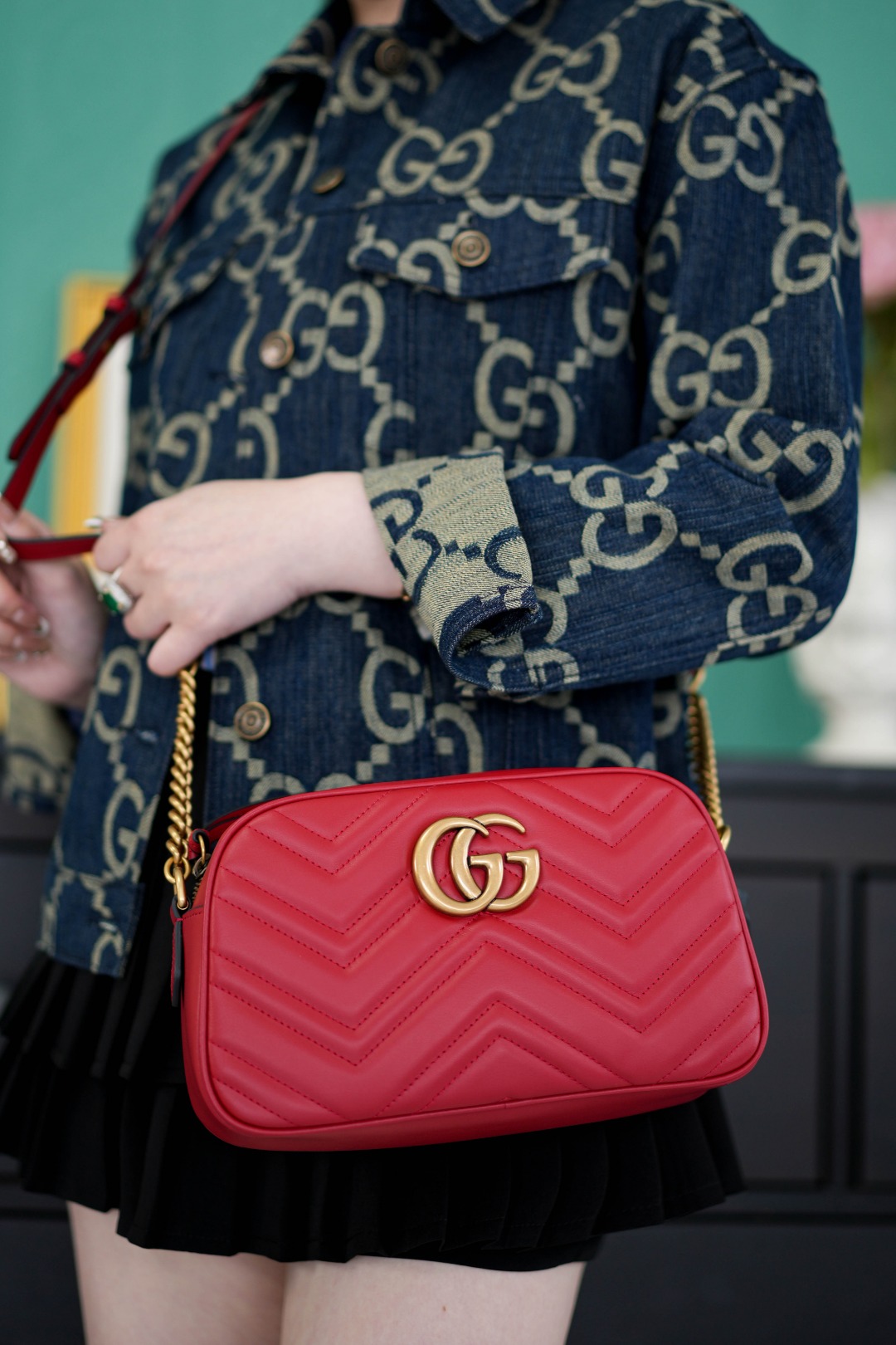 구찌 GG 마몽 마틀라세 숄더백 스몰