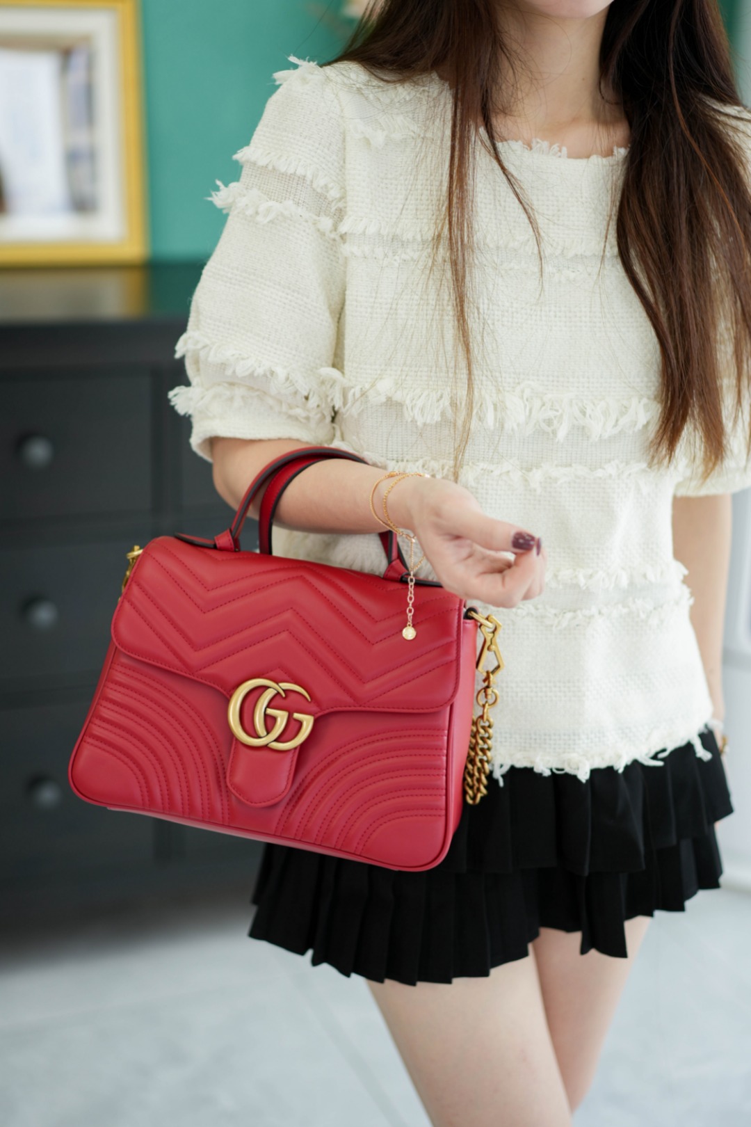 구찌 GG 마몽 마틀라세 숄더백 미디움