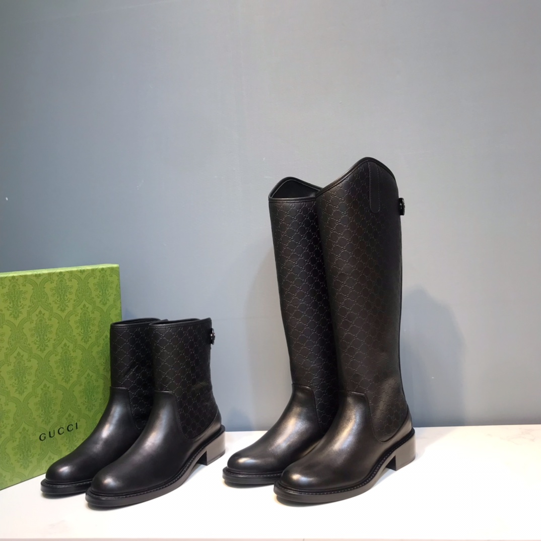 구찌 마이크로구찌시마 레더 앵클 부츠