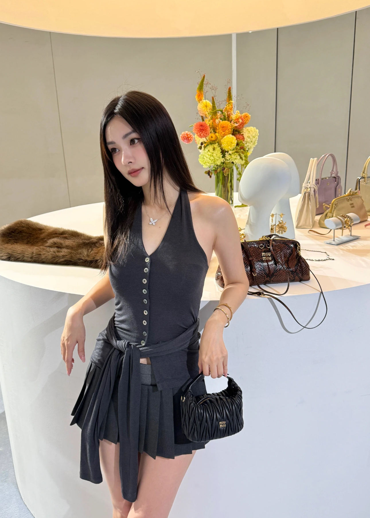 미우미우 완더 마케라쎄 나파 가죽 호보 미니 백