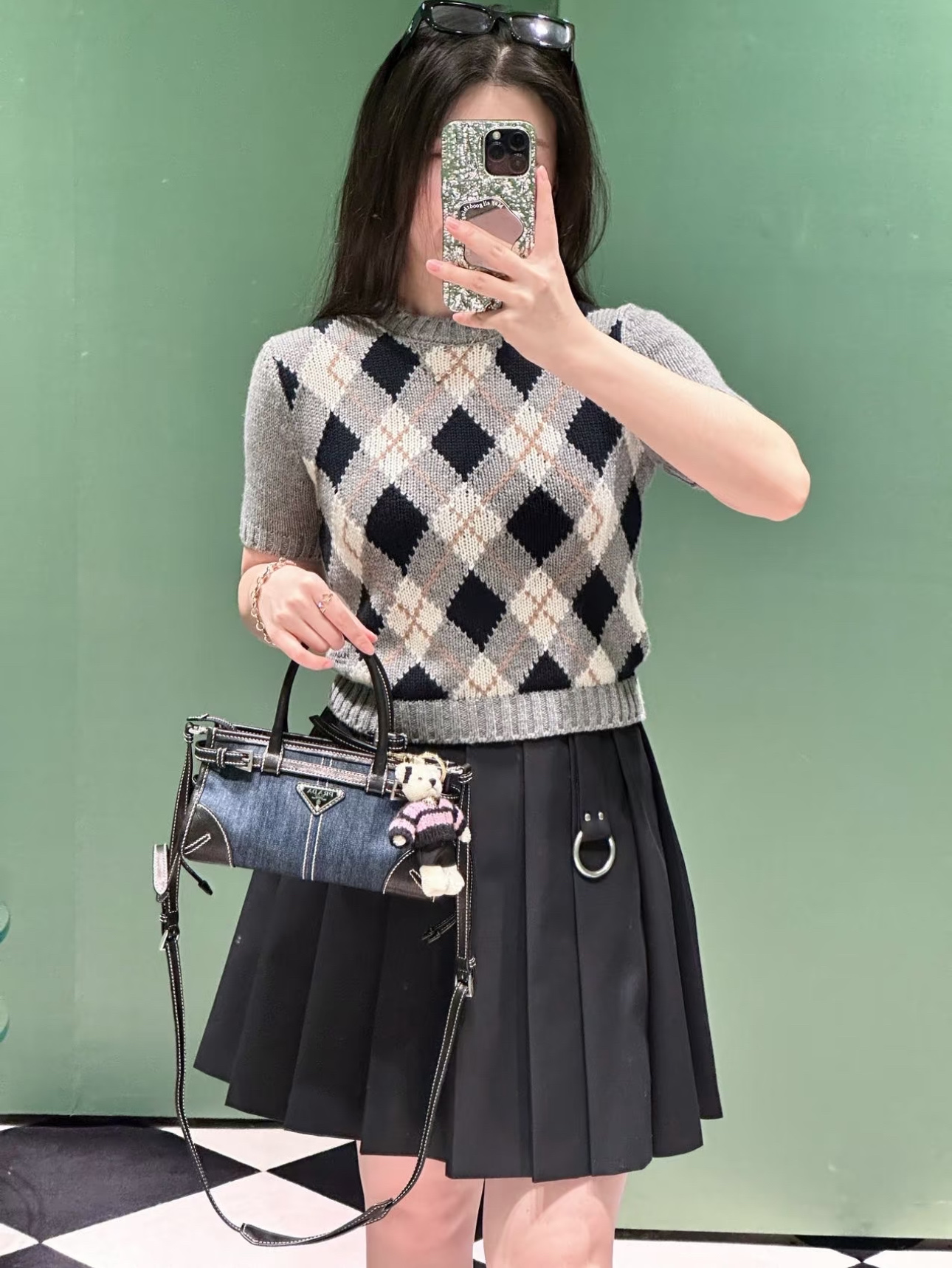 프라다 보니 가죽 핸드백 미니